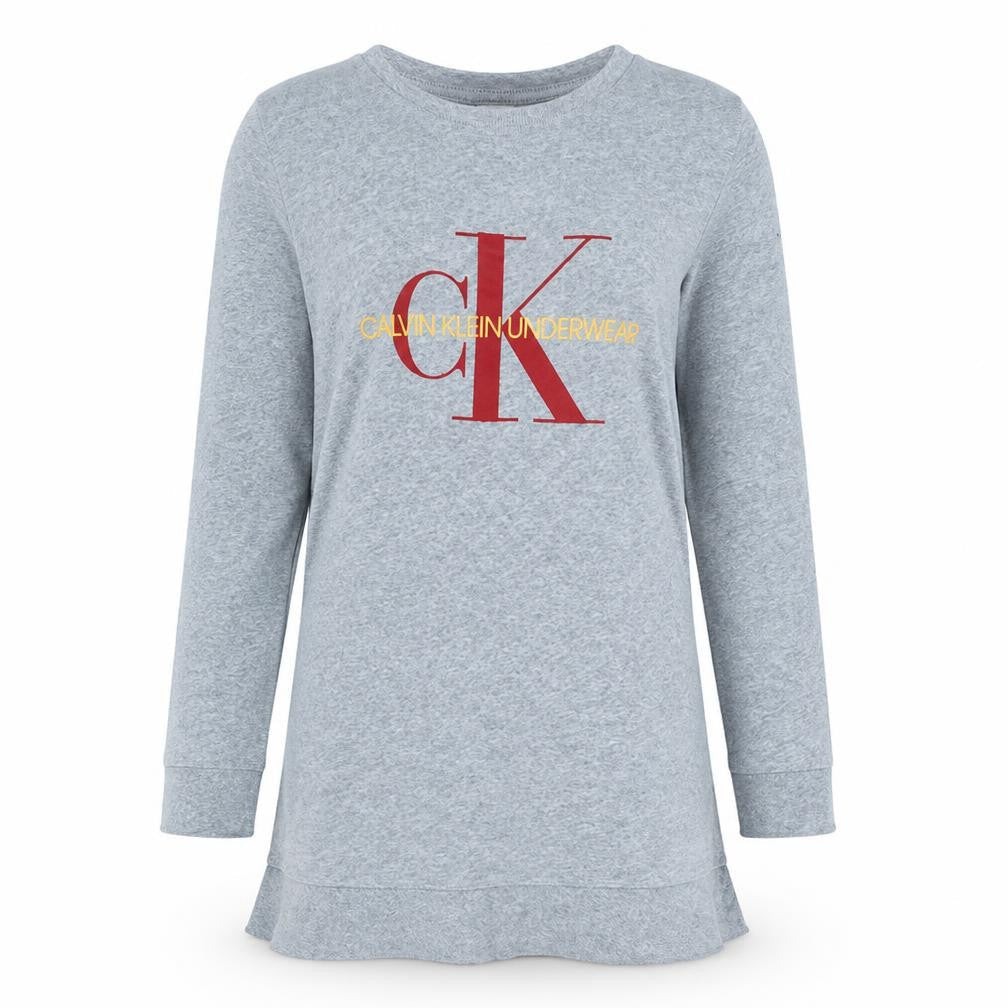 Calvin Klein Men Grey Long Sleeve Crew Neck Cotton Top S