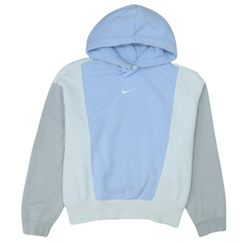 Nike Women Light Blue Colourblock Pullover Hoodie Size L