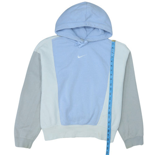 Nike Women Light Blue Colourblock Pullover Hoodie Size L