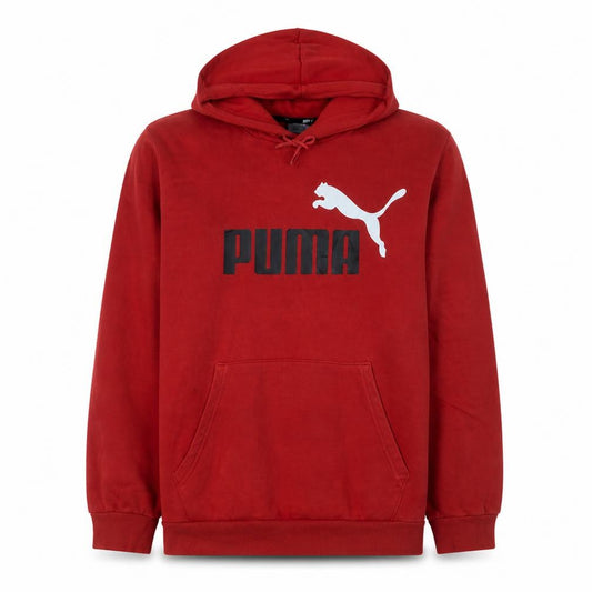 Puma Men's Red Pullover Hoodie L Sports Fleece Logo Sweatshirt