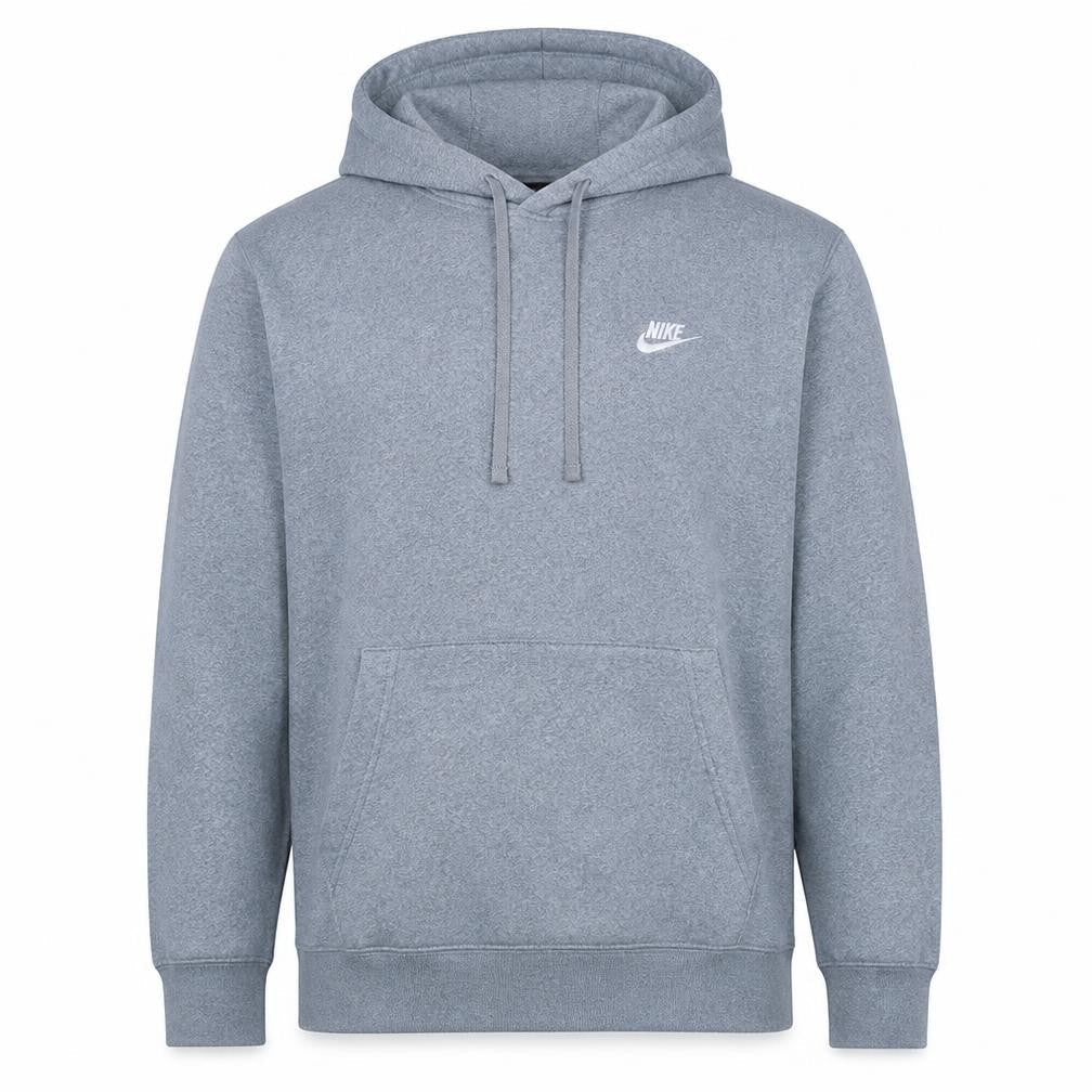 Nike Men's Grey Pullover Hoodie L Regular Fit Fleece Sweatshirt