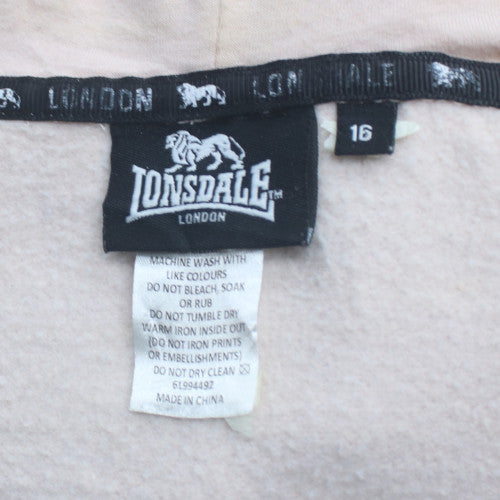 Lonsdale London Women's Pink Full Zip Hoodie Size 16 with Logo Print