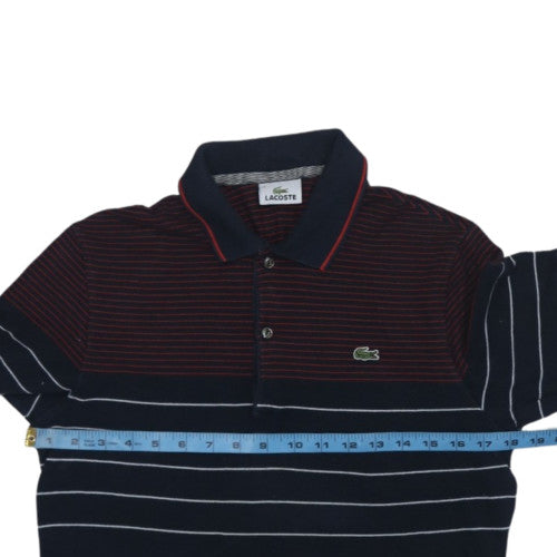 Lacoste Men's Blue Striped Long Sleeve Cotton Polo Shirt M