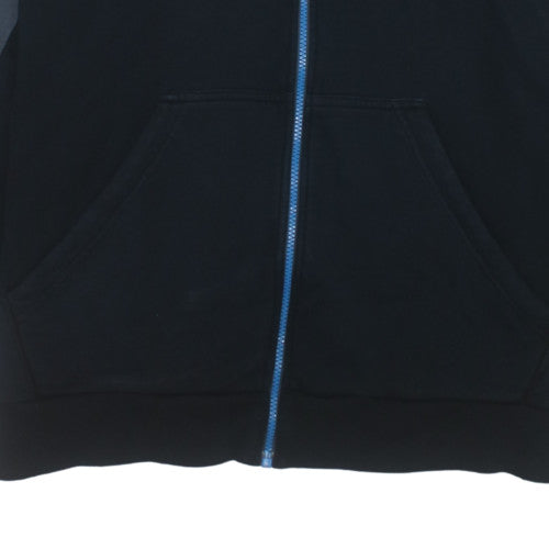 adidas Men Black Blue 2XL Full Zip Hoodie Sports Fleece