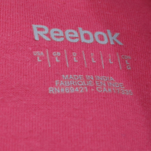 Reebok Womens Pink Pullover Hoodie L Cotton Blend Logo Sweatshirt