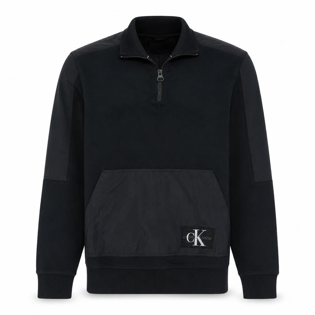 Calvin Klein Jeans Men's Black S 1/4 Zip Sweatshirt Regular Fit