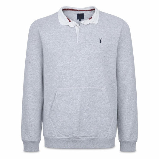 Next Men's Grey Long Sleeve Polo Shirt Size S Cotton Blend