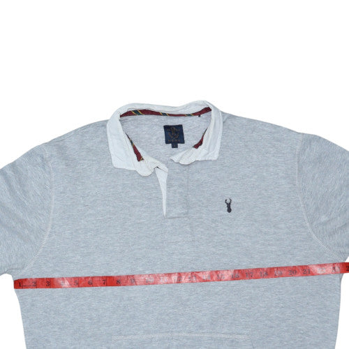 Next Men's Grey Long Sleeve Polo Shirt Size S Cotton Blend
