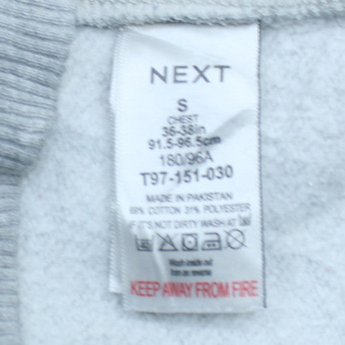 Next Men's Grey Long Sleeve Polo Shirt Size S Cotton Blend