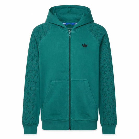 Adidas Men's Green Full Zip Hoodie Size M Regular Logo Sweatshirt