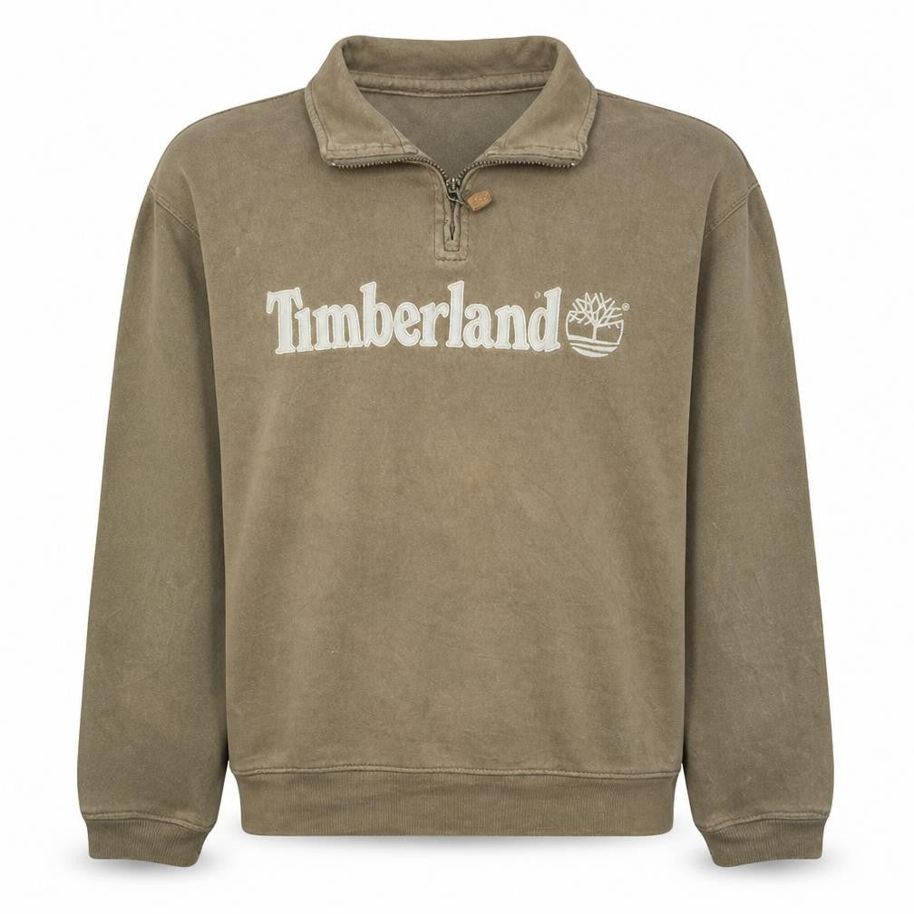 Timberland Men's Brown 1/4 Zip Fleece Sweatshirt Size M