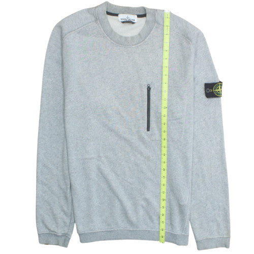 Stone Island Men's Grey Crew Neck Pullover Sweatshirt Size M