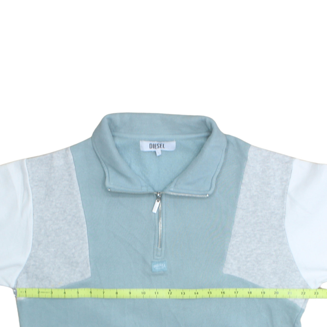 Diesel Men's Blue Colour Block Quarter Zip Sweatshirt L