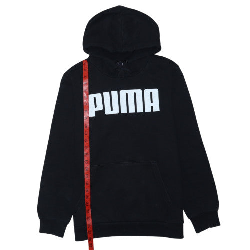 Puma Men's Black Pullover Hoodie M Sports Logo Fleece Sweatshirt