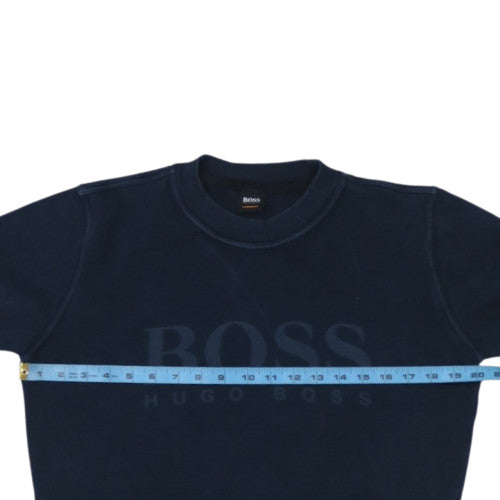 Hugo Boss Men's Blue Crew Neck Logo Pullover Jumper Size S