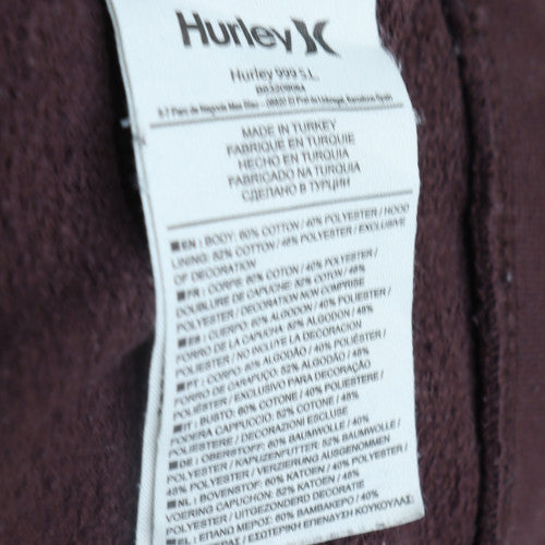 Hurley Men’s Brown Logo Pullover Hoodie Size L Fleece Sweatshirt