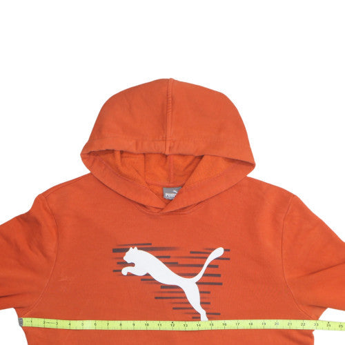 Puma Men's Orange Pullover Hoodie L Graphic Logo Sportswear