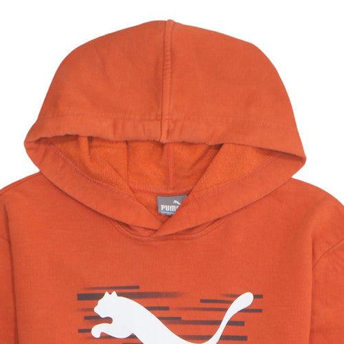 Puma Men's Orange Pullover Hoodie L Graphic Logo Sportswear