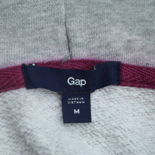 GAP Women Grey Pullover Hoodie Medium Logo Drawstring Casual Sweatshirt