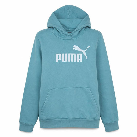 Puma Womens Blue Pullover Hoodie L Cotton Fleece Casual Sweatshirt