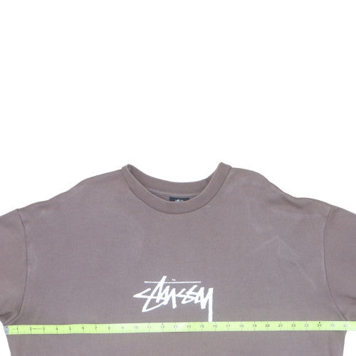 Stussy Mens Brown Logo Crew Neck Fleece Sweatshirt Small