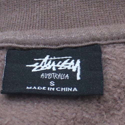 Stussy Mens Brown Logo Crew Neck Fleece Sweatshirt Small