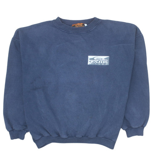 Quiksilver Mens Blue Pullover Fleece Sweatshirt M Retro Logo