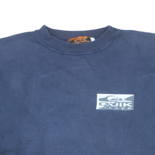 Quiksilver Mens Blue Pullover Fleece Sweatshirt M Retro Logo
