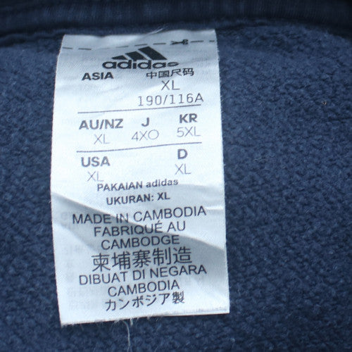 Adidas Men's Navy Blue Pullover Hoodie XL Cotton Blend