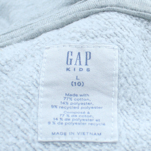 GAP Teens Grey Full Zip Hoodie L Logo Fleece Sweatshirt