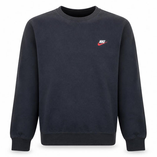 Nike Men's Black Crew Neck Sweatshirt M Cotton Blend Logo Pullover