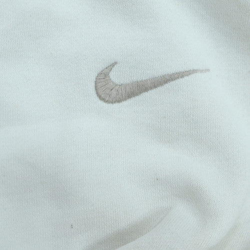 Nike Men's White Embroidered Logo Crew Neck Fleece Sweatshirt M