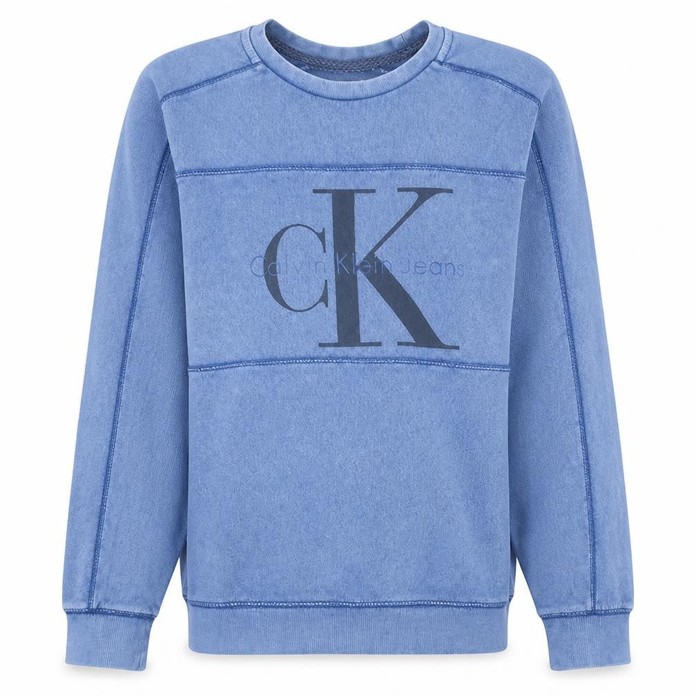 Calvin Klein Jeans Men's Blue Small Logo Crew Neck Sweatshirt