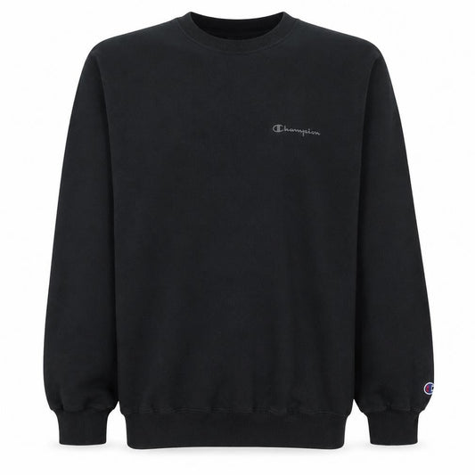 Champion Men Black Crew Neck Pullover Sweatshirt L Regular Fit