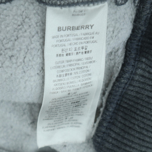 Burberry Men's Grey Full Zip Hoodie Cotton Lined Hood Size M