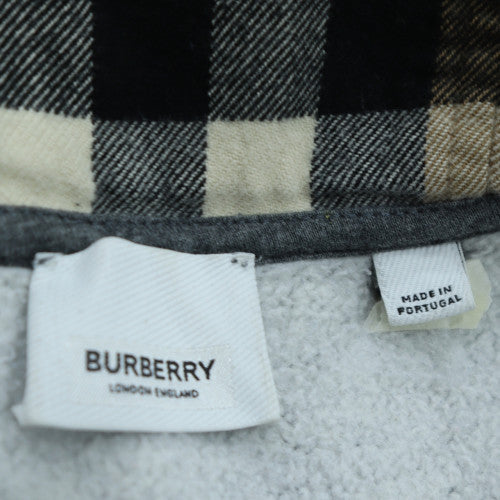 Burberry Men's Grey Full Zip Hoodie Cotton Lined Hood Size M