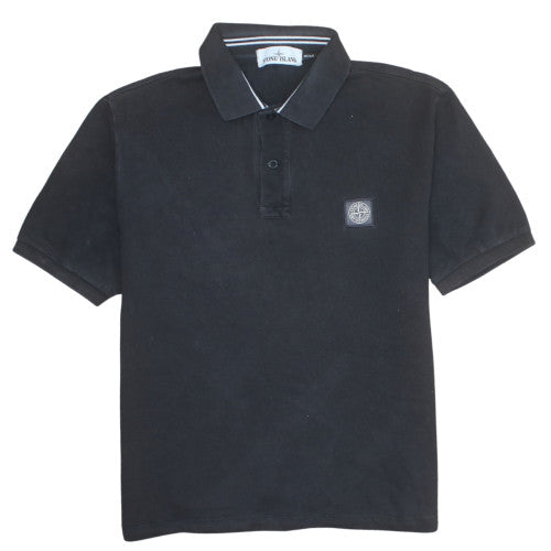 Stone Island Men’s Black Regular Fit Cotton Polo Shirt M