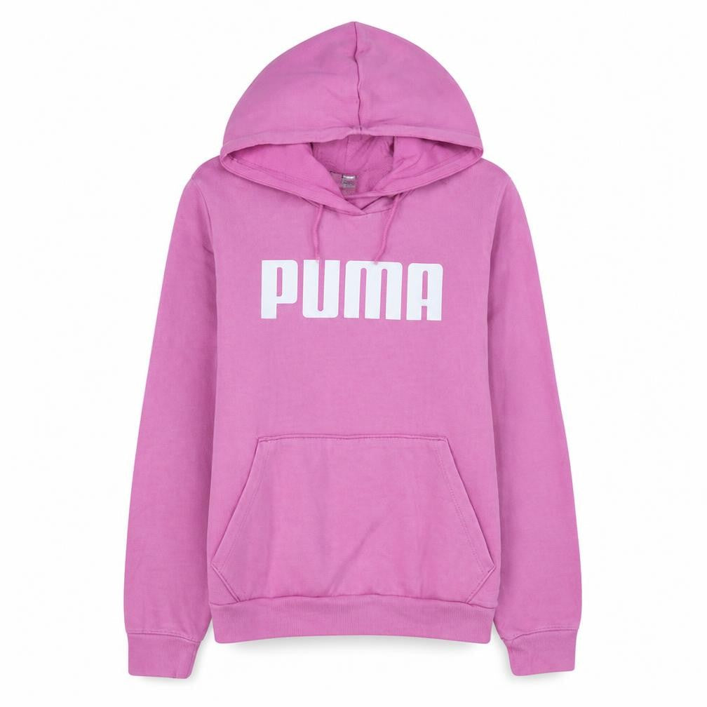 Puma Women Pink Pullover Hoodie XL Logo Cotton Sweatshirt