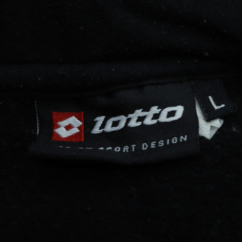 Lotto Men's Black Pullover Hoodie Size L Sports Fleece Sweatshirt