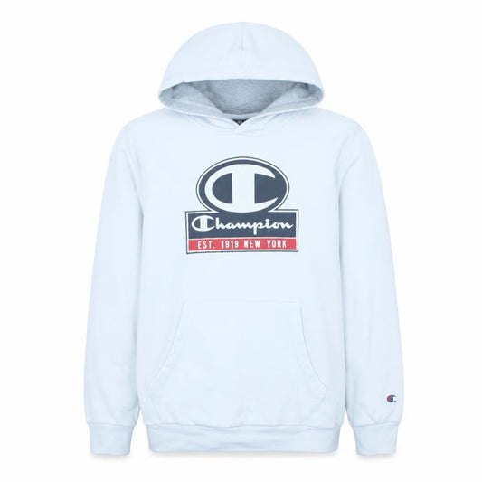 Champion Mens White Pullover Hoodie XL Graphic Print Cotton Blend