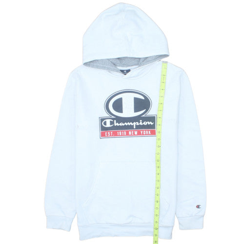 Champion Mens White Pullover Hoodie XL Graphic Print Cotton Blend