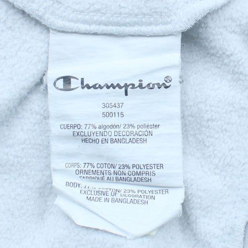 Champion Mens White Pullover Hoodie XL Graphic Print Cotton Blend