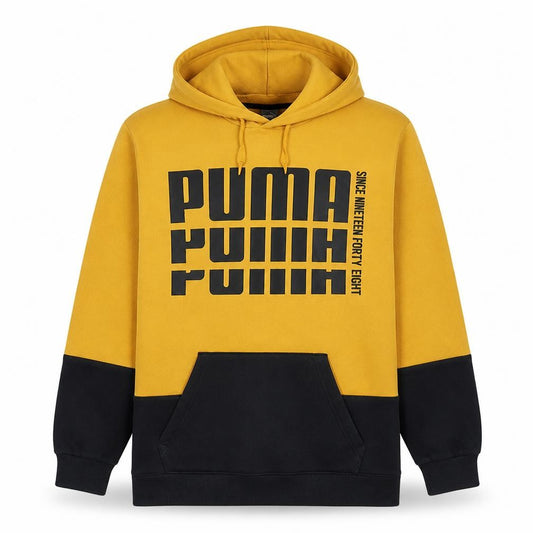Puma Men's Yellow & Black XL Pullover Hoodie Graphic Fleece Sweatshirt