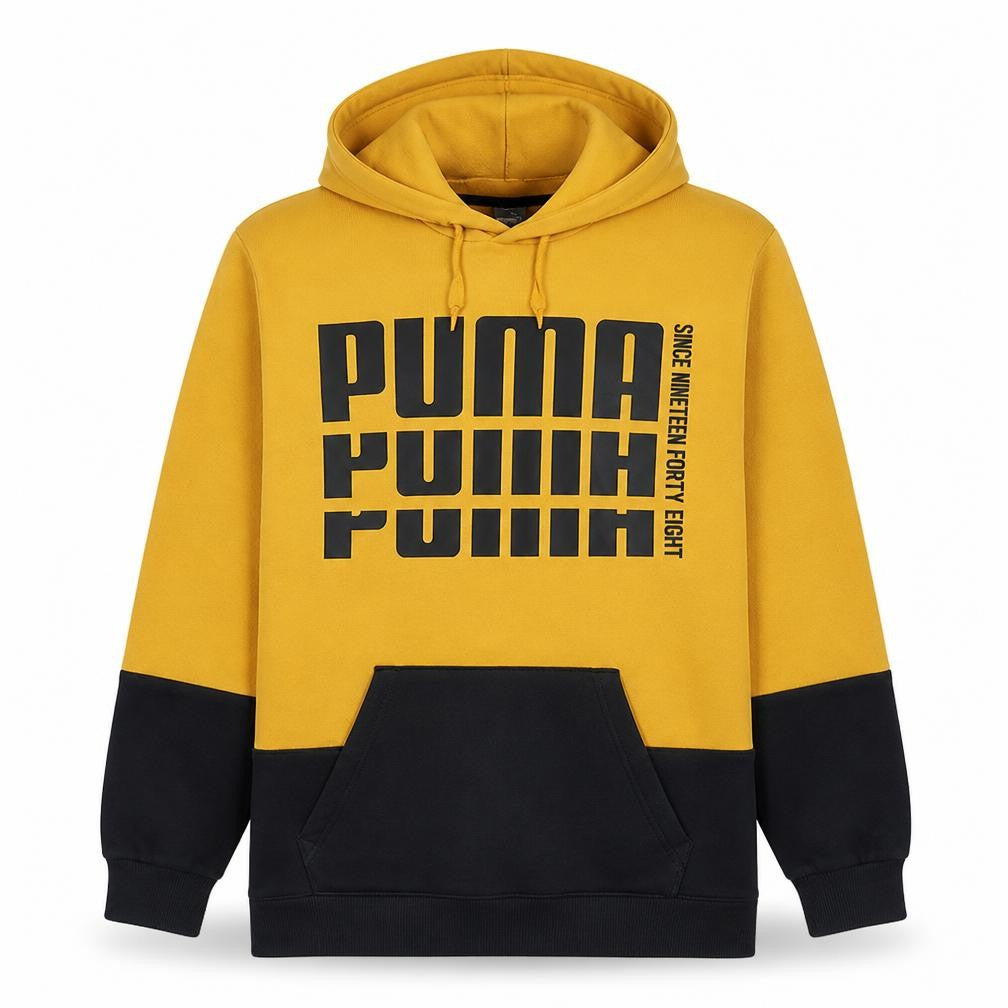 Puma Men's Yellow & Black XL Pullover Hoodie Graphic Fleece Sweatshirt