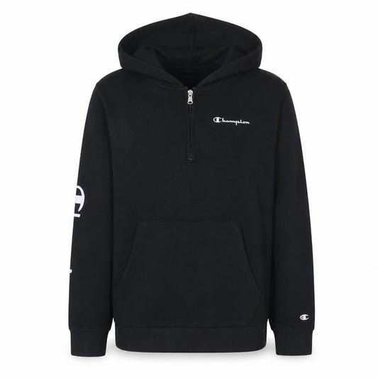 Champion Boys Black 2XL 1/2 Zip Hoodie with Logo Detail