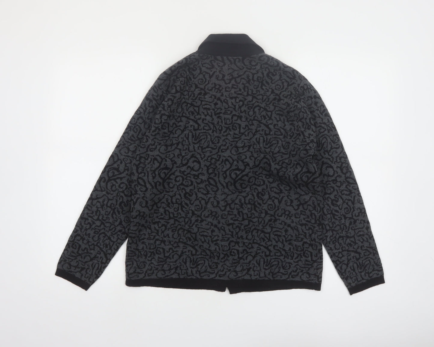 Talbots Petites Women Black Grey Cardigan Small 100% Merino Wool Made in Italy