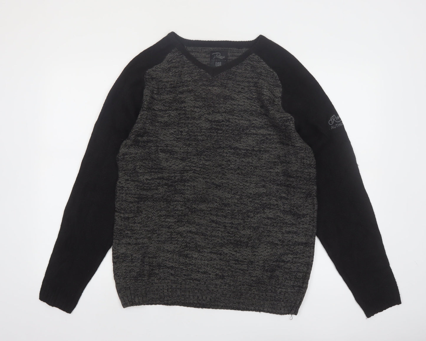 RMS Twenty Six Men's Black Grey V-Neck Pullover Jumper Size L