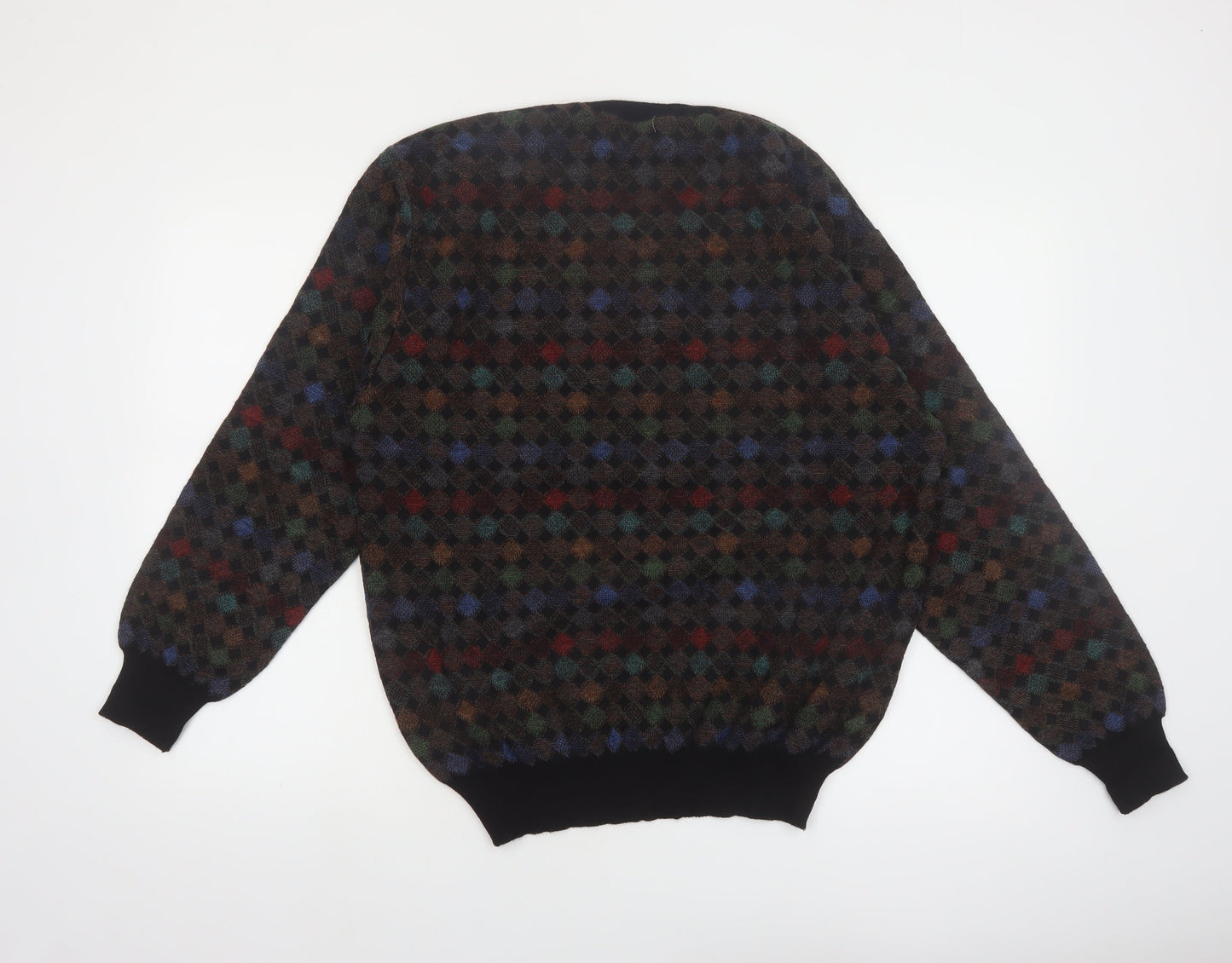 Tricots St. Raphael Men's Multicoloured Wool Argyle V-Neck Jumper M