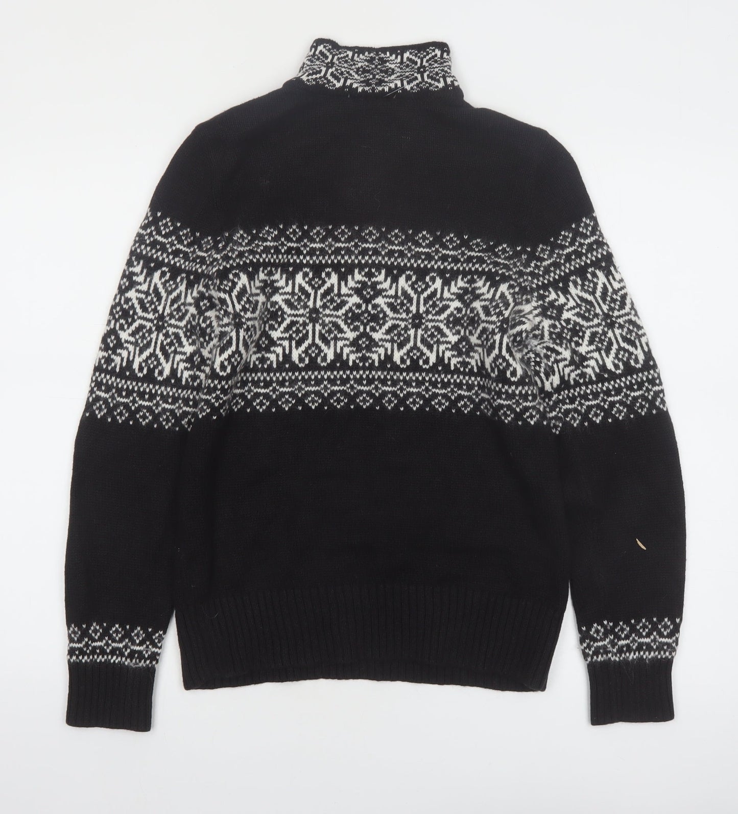 Christopher & Banks Women's Black Fair Isle 1/4 Zip Jumper Size S