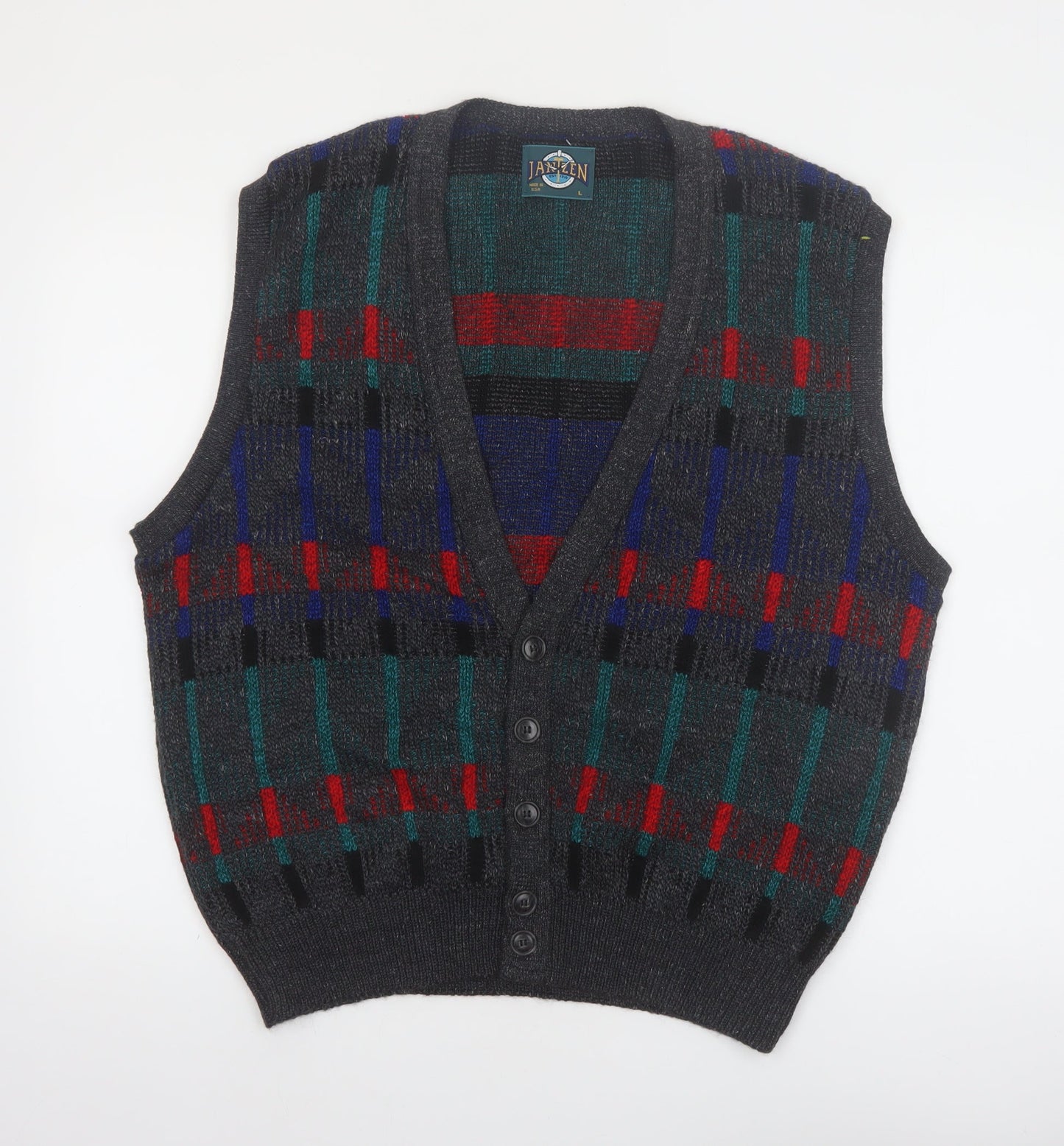 Jantzen Men's Multicoloured Geometric Knit Sleeveless Vest L